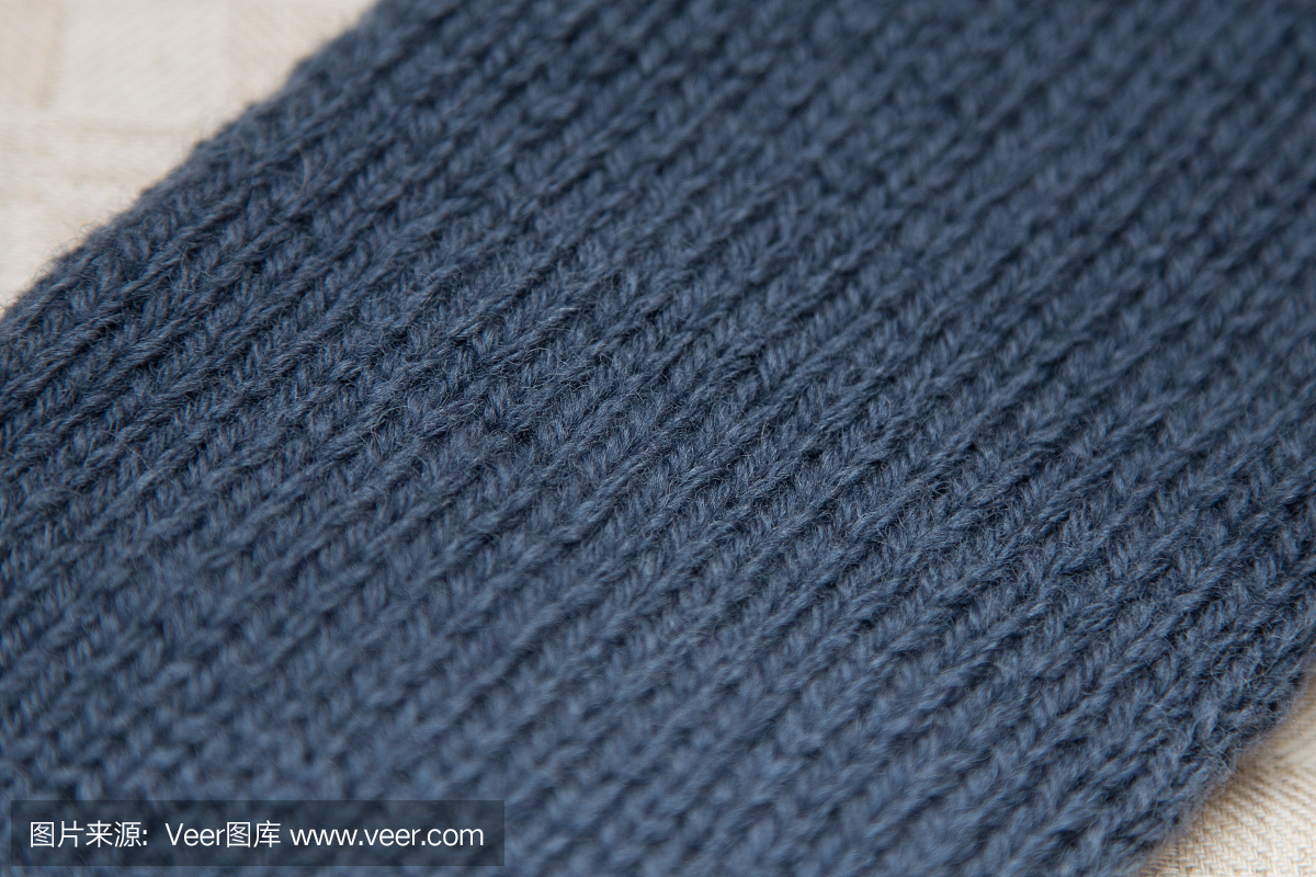 手工針織圖案特寫。羊毛針織紗。