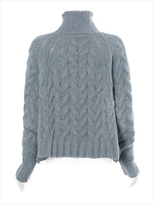 現貨 LA潮牌麻花棒針針織拉鏈毛衣 蝙蝠袖拼接高領毛衣